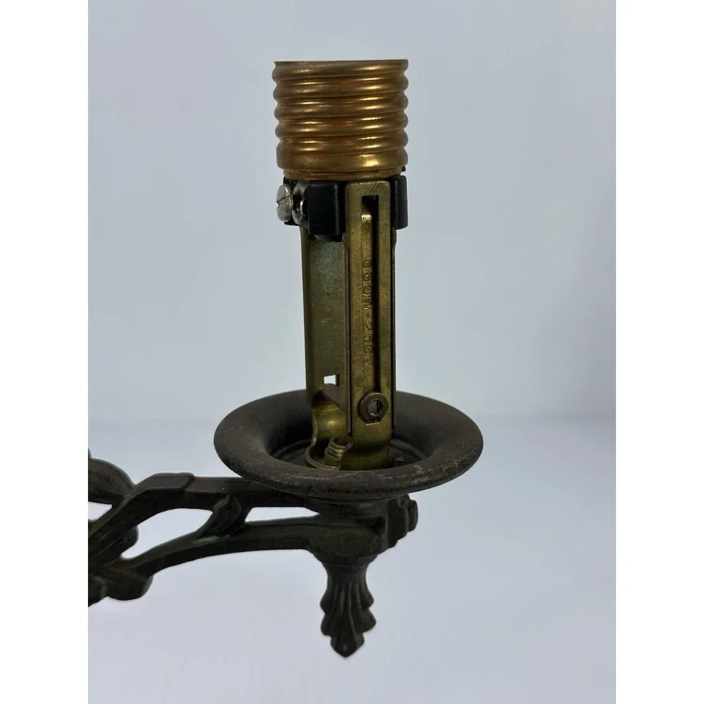 Vintage Art Deco Nouveau Gothic Candelabra Cast Iron Table Lamp No Wiring